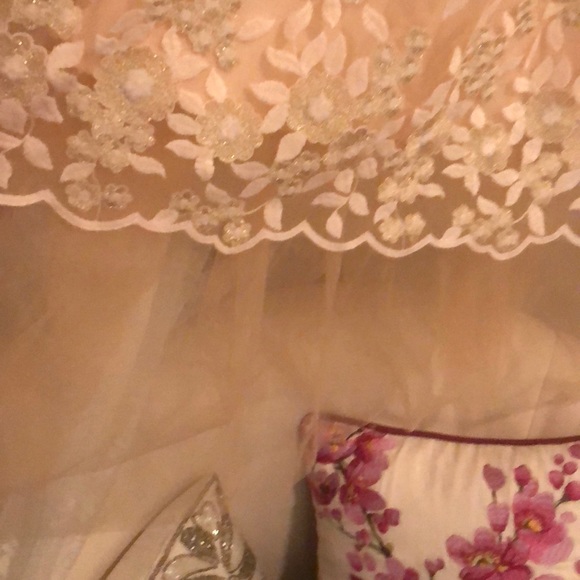 Elegant peach lace tool lined dress - Picture 3 of 6